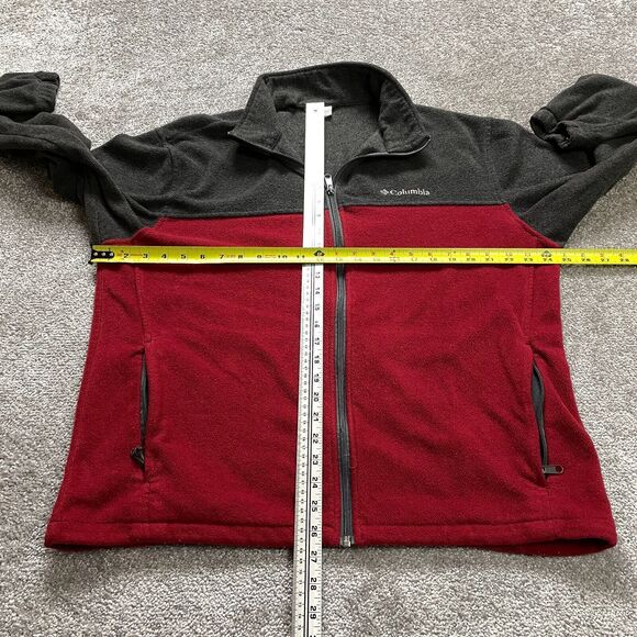 Columbia Jacket Adult XL Extra Large Red Gray Full Zip Soft Fleece Outdoor Mens - Picture 6 of 10